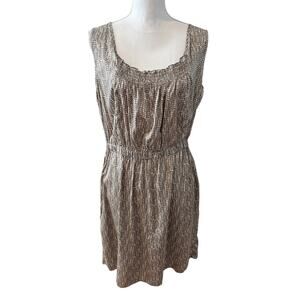 Calypso St Barth Casual Silk Summer Sleeveless Sun Dress Brown Print M